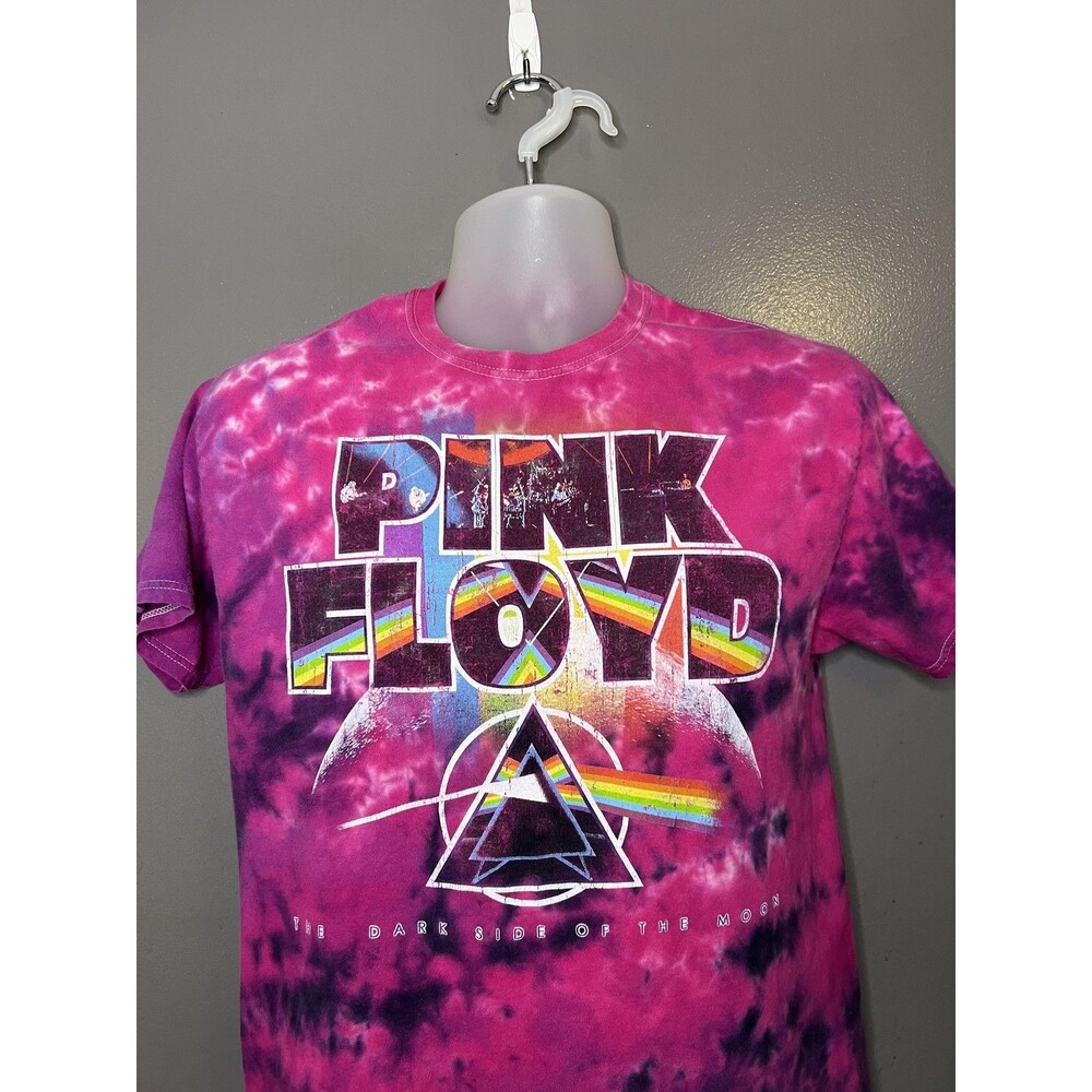 Pink Floyd Shirt Mens Medium Pink Tie Dye Dark Side Moon Graphic Band Tee Rock